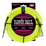 Ernie Ball P06080 10' Braided Straight / Angle Instrument Cable Neon - Yellow