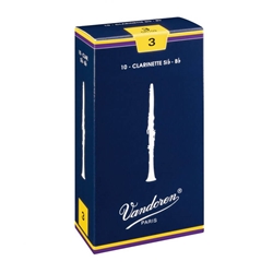 CR103 Vandoren Bb Clarinet Traditional Reeds Strength #3; Box of 10