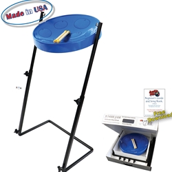 Panyard W1159 Jumbie Jam Steel Drum Kit - Metal Z-Floor Stand - Blue Pan (Key of G)