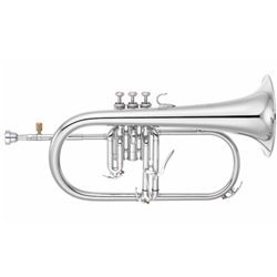 Yamaha YFH-8315IIGS Custom Flugelhorn; key of Bb; silver-plated; .413" bore; 6" two-piece gold-brass bell; monel alloy pistons; vertical valve slides; 3rd valve slide trigger; phosphor bronze heavy barrel-style leadpipe screw; FHC-8310 case; 14F4 mouthpiece